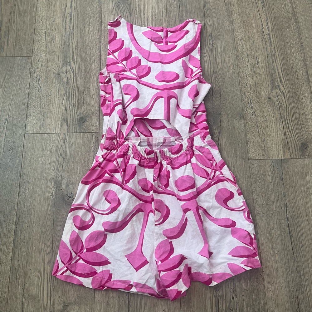 Anthropologie Porridge Pink Pleated Cut-Out Romper Size 2 - Picture 6 of 7